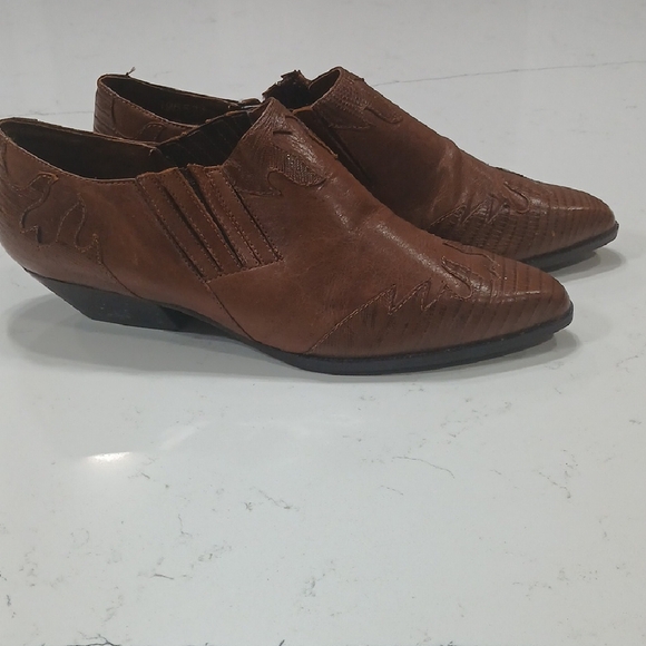 Capezio Brown Leather Flats Cowgirl Style Sz 10 Pre-owned - Picture 1 of 11